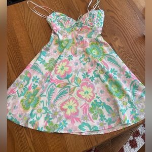 For Love & Lemons Bright Pastel Spaghetti Strap Dress